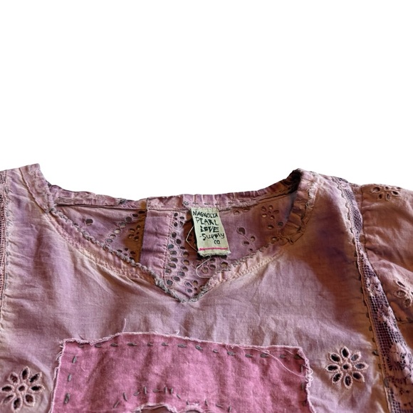 Magnolia Pearl Eyelet Rosemary Blouse Shirt Top Lace Bohemian Flowy One Size - Picture 5 of 14